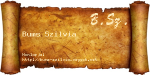 Bums Szilvia névjegykártya